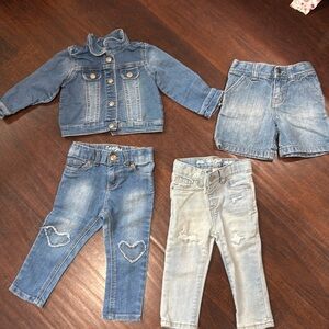 Bundle of 4 toddler girls denim clothes size 18 months